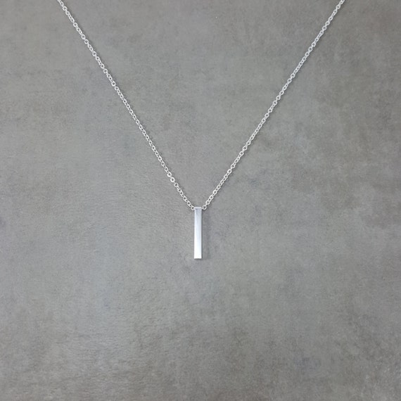 Vertical Bar silver Plated Necklace, Gift Box Dainty Trendy Adjustable  Women Fashion Pendant Stylish Straight Necklace - Etsy