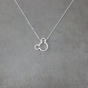 Mickey Mouse [SILVER] Plated Dainty Necklace in Gift Box Disney Character Mouse Ears Silhouette Kids Adults Friends Cartoon