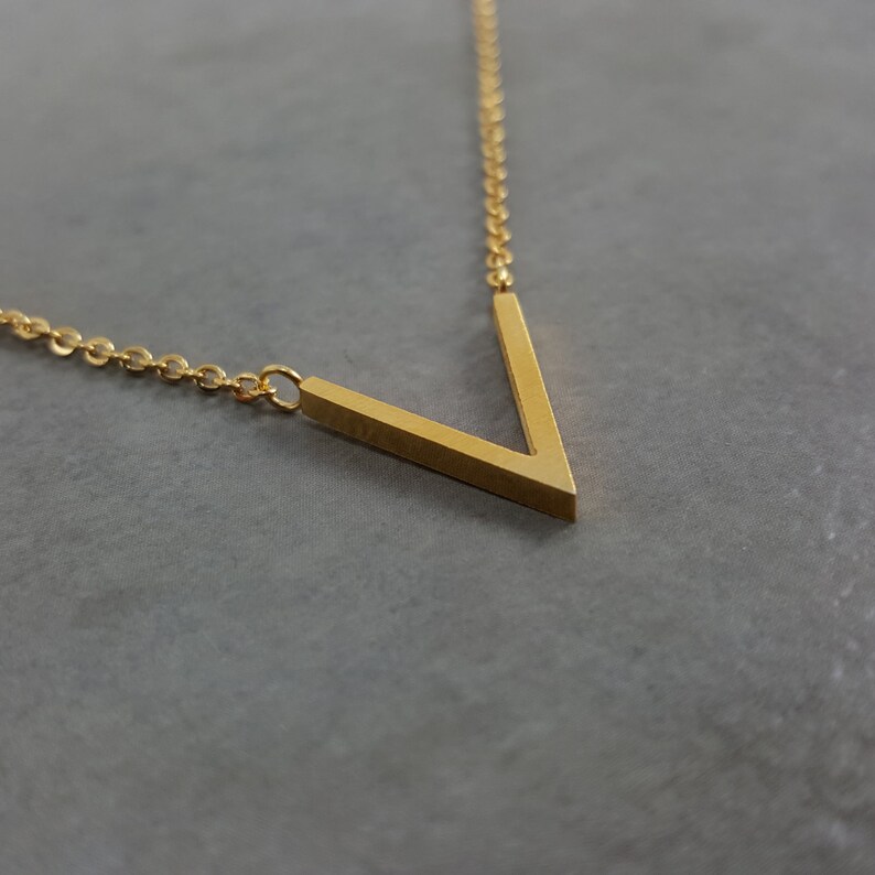Dainty Gold V Necklace Charm Stylish Pendant Necklace in Gift Etsy