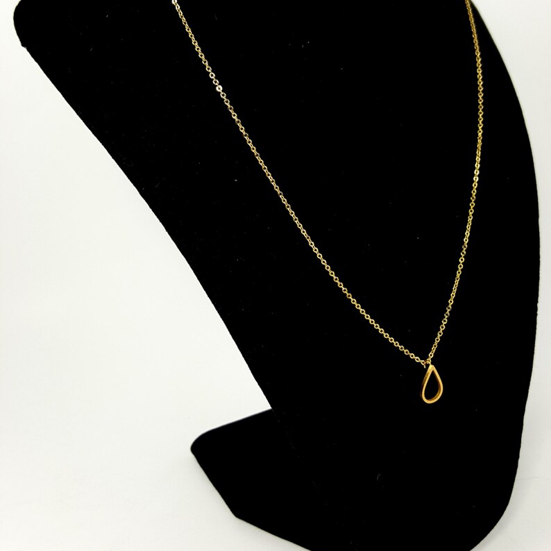 Teardrop GOLD Plated Necklace Gemoetric Shape Dainty Jewelry Etsy