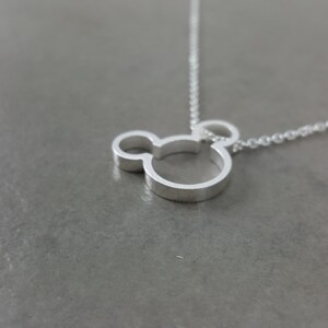 Mickey Mouse SILVER Plated Dainty Necklace in Gift Box Disney Character Mouse Ears Silhouette Kids Adults Friends Cartoon image 2