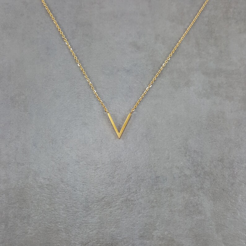 Dainty Gold V Necklace Charm Stylish Pendant Necklace in Gift Etsy