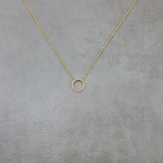 Thin Circle GOLD Plated Necklace Dainty Good Luck Karma | Etsy