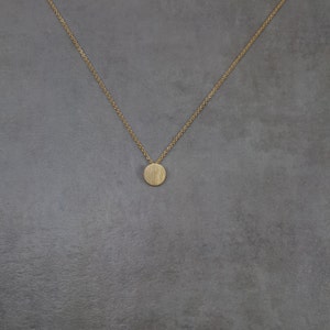 Tag Circle Disc [GOLD] Plated Necklace Round Tag Charm Pendant, Dainty Gift Box Chain Karma Minimalist Trendy
