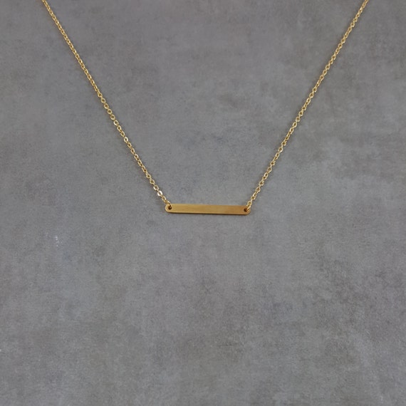 Rounded Bar GOLD Plated Necklace Womens 
