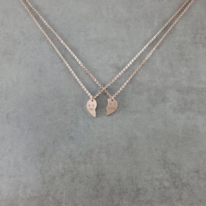 Best Friends [ROSE GOLD] Plated Double Dainty Necklace Charm Pendant Necklace Gift Box Adjustable Two Piece Best Friends Pieces Hearts