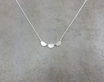 Semi Circles [SILVER] Plated Necklace Gift Box Circular Trendy Half Circle Pendant Beautiful Modern Ladies Body Jewelry