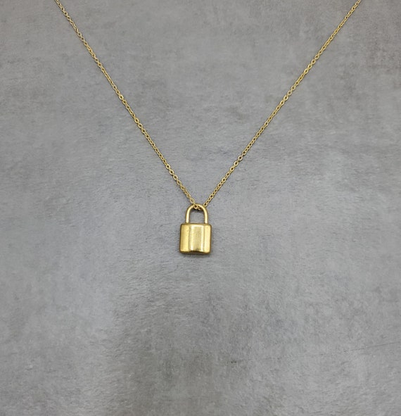 Gold Plated Lock Pendant Necklace