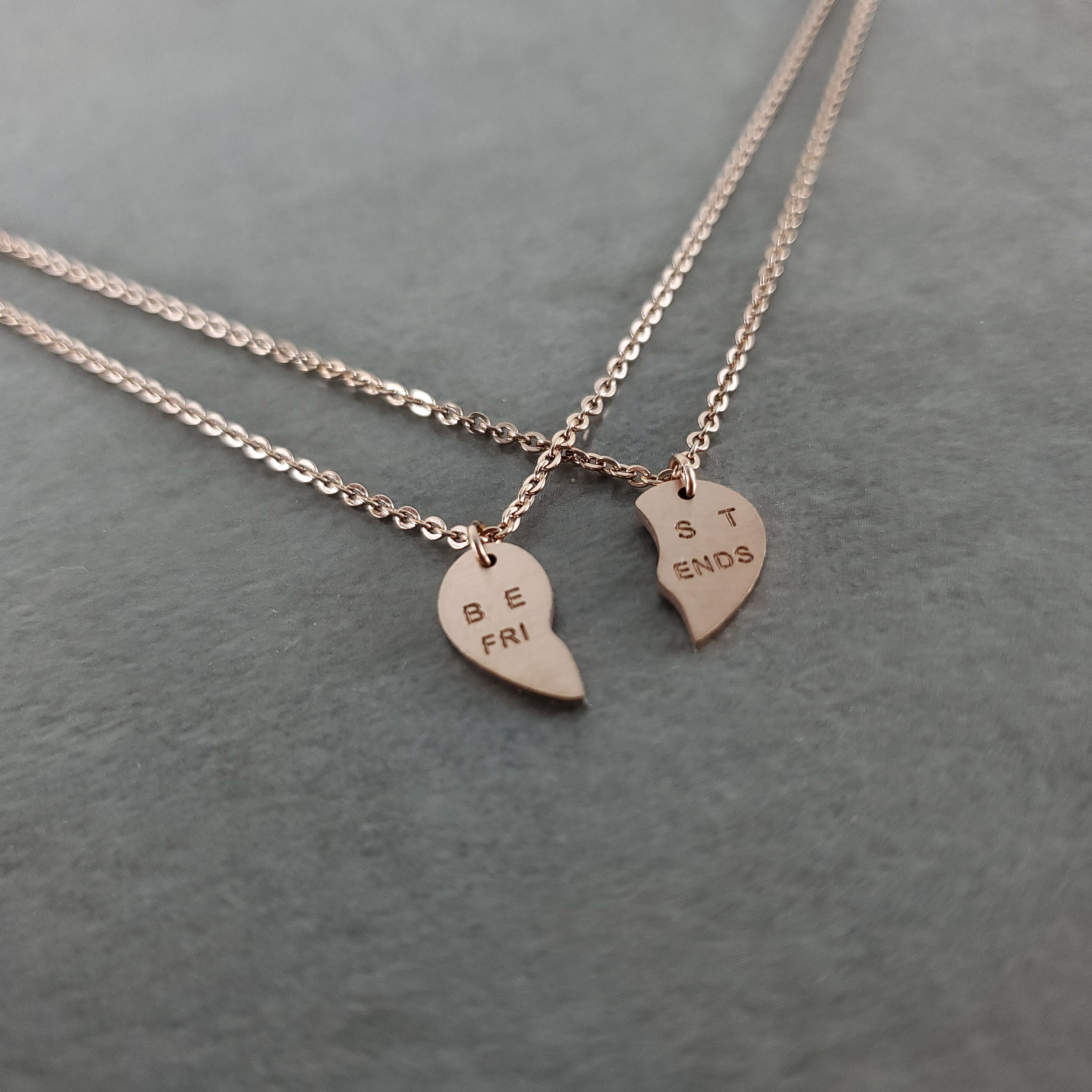 Best Friends ROSE GOLD Plated Double Dainty Necklace Charm Etsy
