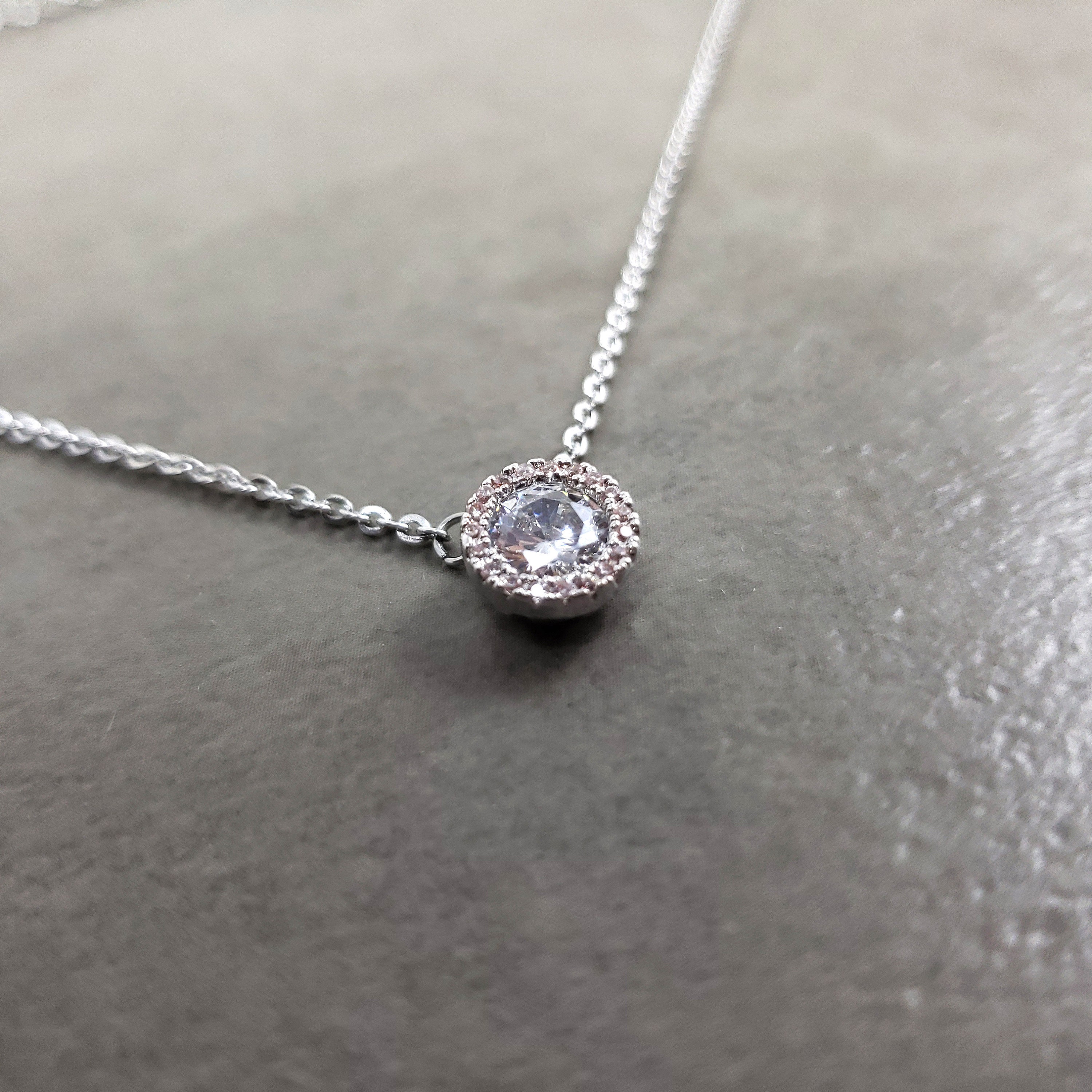 Dot CZ SILVER Plated Necklace Gift Box Cubic Zirconia Luxury | Etsy