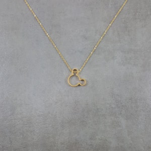 Mickey Mouse [GOLD] Plated Dainty Necklace in Gift Box Disney Character Mouse Ears Sillhouette Kids Adults