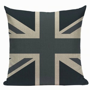 United Kingdom Flag Gray L15 Cushion Pillow Cover UK European International Freedom Liberty Union Jack Patriotic Queen Country