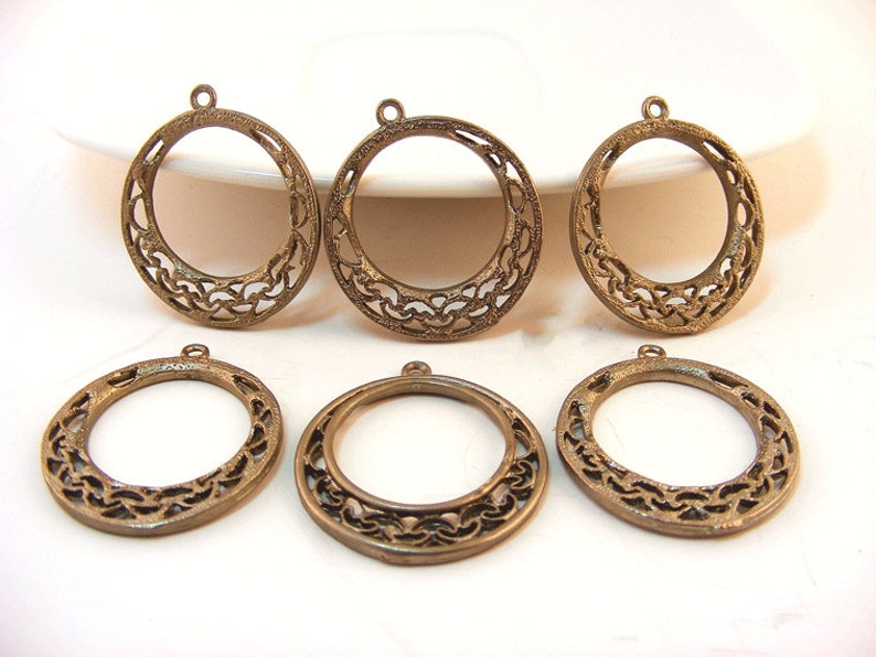 Earring Findings Chandelier Hoops Silver Toned Filigree 6 Pcs Etsy