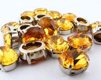 Crystal Rose Montee Sew On Rhinestones Oval Amber Topaz Citrine 20