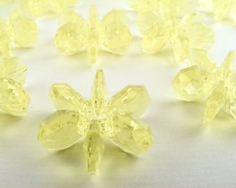 Yellow Starflake Beads Plastic Flower Craft Stacking Medium Lot of 50