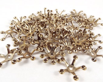 Vintage NOS Brass Raised Flower Finding Blanks for Rhinestones Bulk Lot of 50