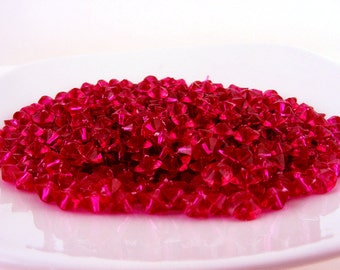 Plastic Bicone Beads Raspberry Magenta Destash Bead Lot .7 oz