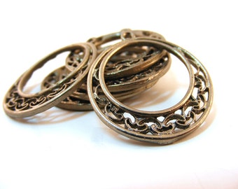 Earring Findings Chandelier Hoops Silver Toned Filigree 6 pcs