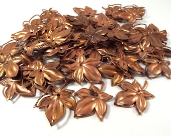 Vintage Copper Leaf Jewelry Findings Stampings NOS Lot of 50