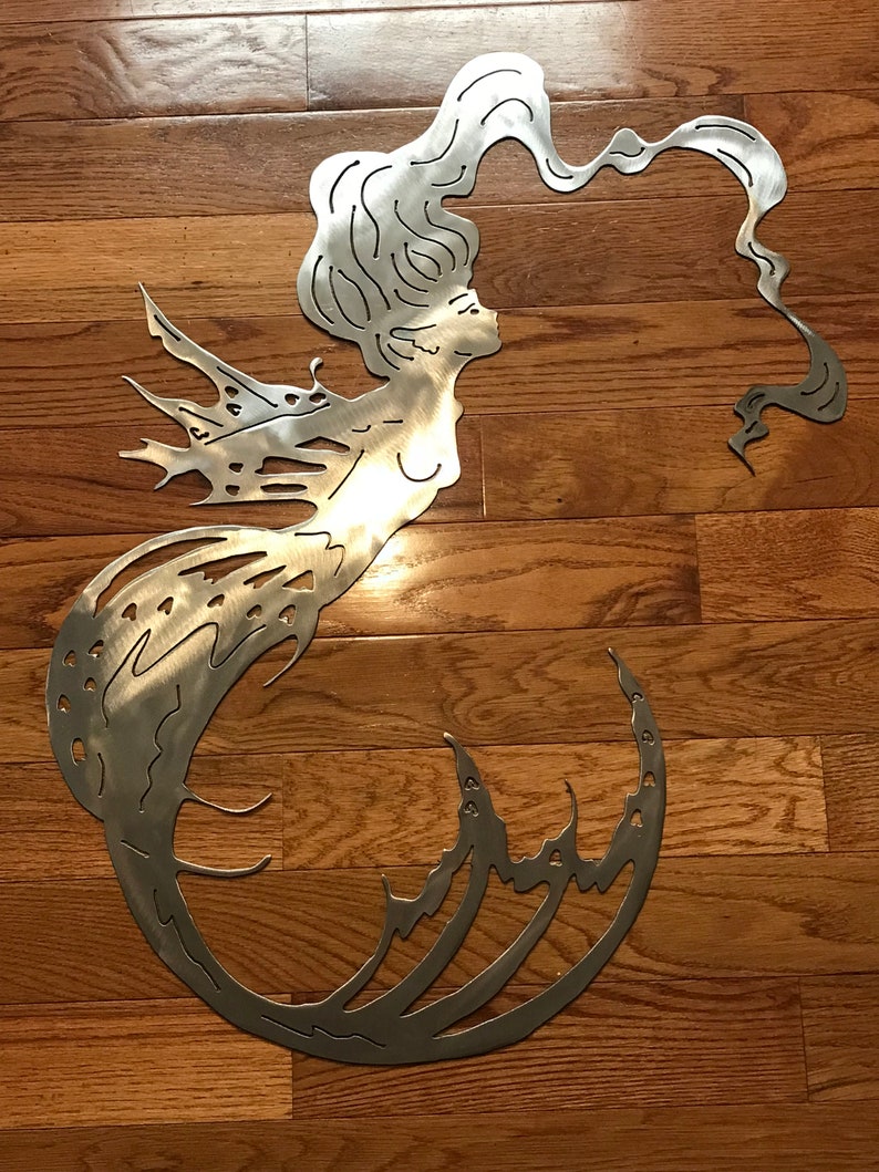 Mermaid Metal Wall Art/metal Wall Decor/beach Decor/plasma Cut Etsy