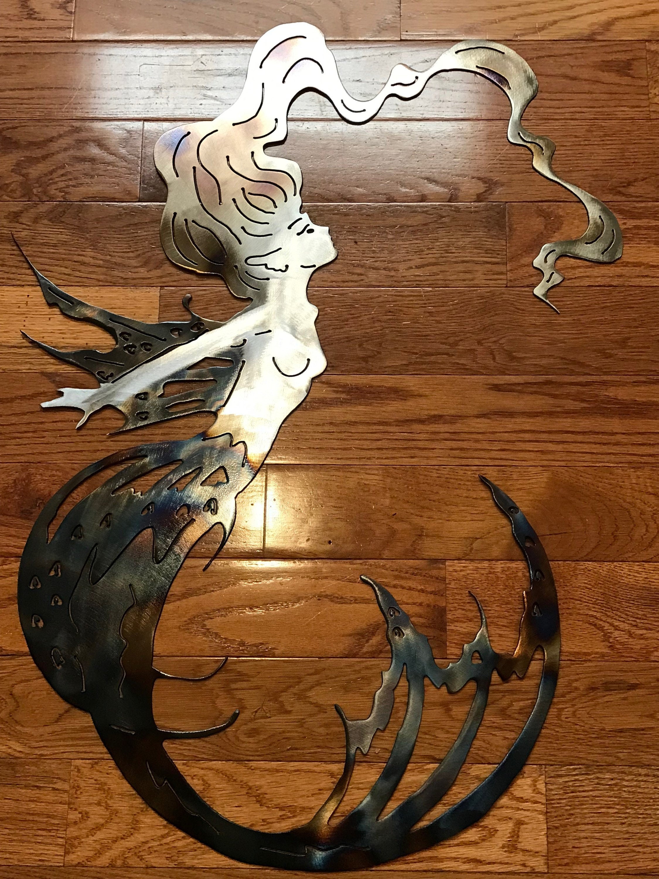 Mermaid Metal Wall Art/Metal Wall Decor/Beach Decor/Plasma Cut Etsy