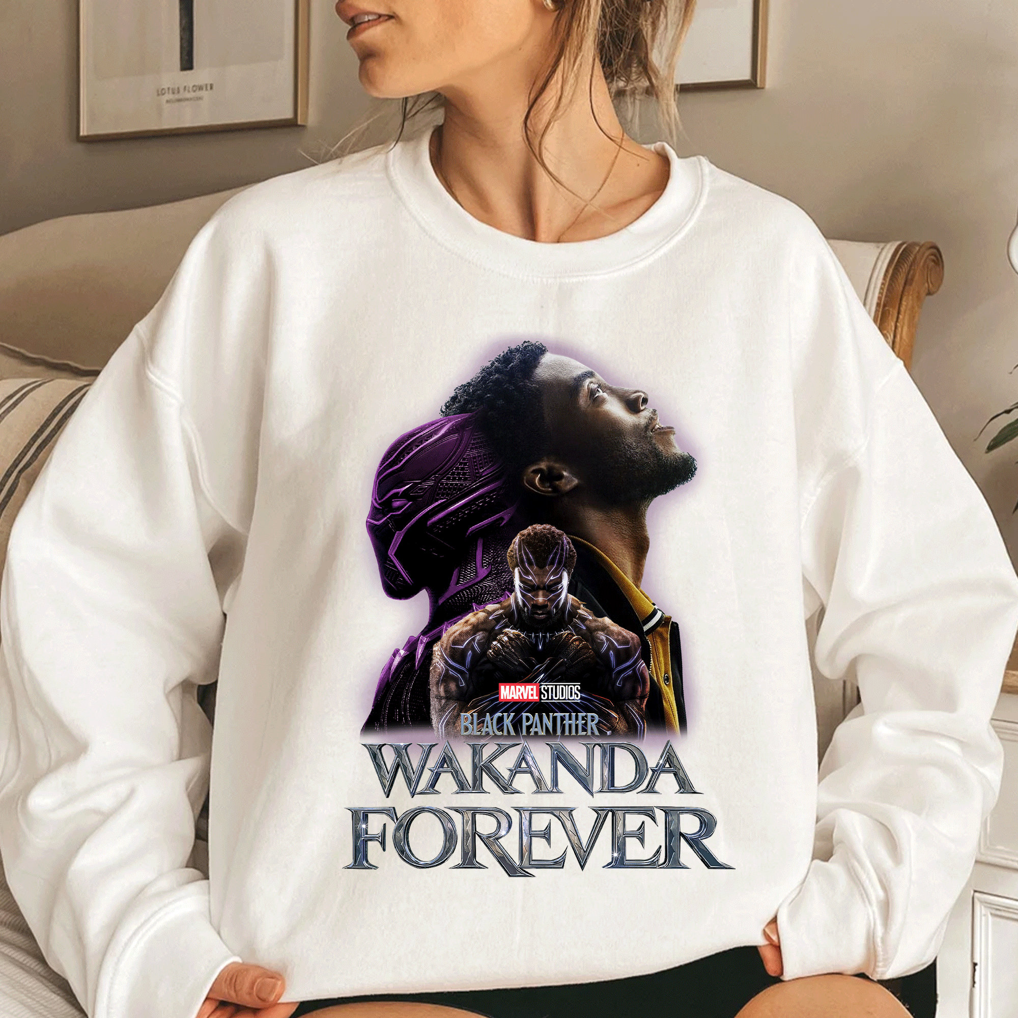 Wakanda Forever Sweatshirt Black Panther 2 Chadwick Boseman Sweatshirt sold by Deborah Williams SKU 34663490 65 OFF Printerval