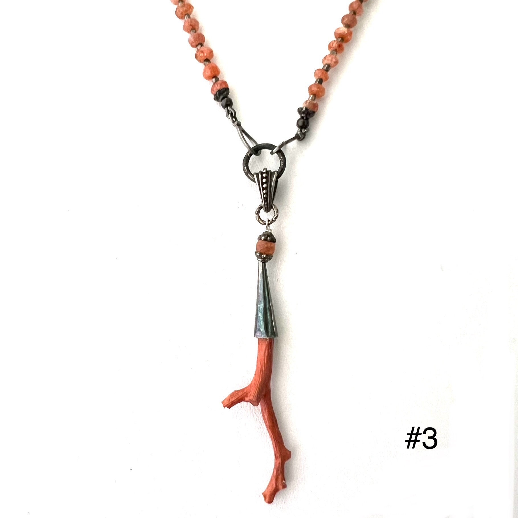 Collier En Corail Naturel Branche Et Clip - Rouge, Longueur 50cm, Occasion (manque Un Petit Bout)