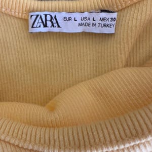 Zara Yellow Ruffle Sleeve Bodysuit Size Large image 2