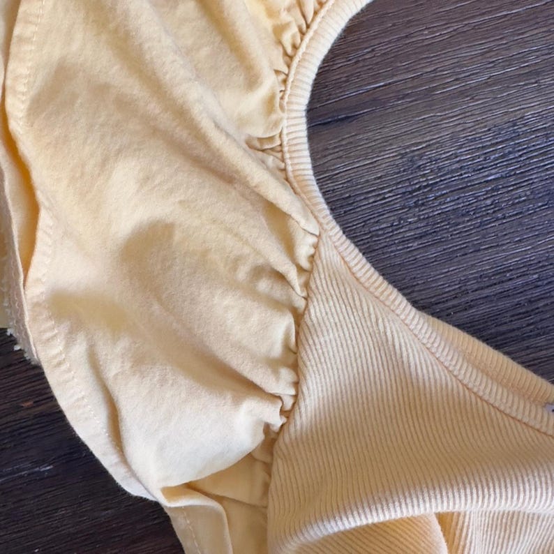 Zara Yellow Ruffle Sleeve Bodysuit Size Large image 3