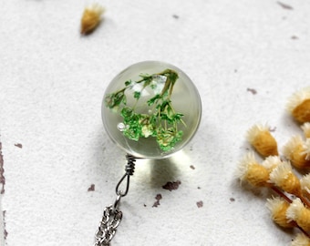 Green Flower • Necklace silver | real flower | natural jewelry | gift woman | girlfriend | sister | mummy