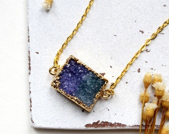 Druzy • chain gold | Pendant Druze | jewelry quartz | gift idea woman | girlfriend | sister | mummy