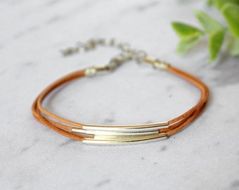 Tube • Armband Leder | Mehrreihig | Farbwahl | Armschmuck | Geschenkidee Frau | Freundin | Schwester | Mama | Mann | Partner |Unisex