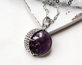 Mond & Sterne • Halskette Amethyst | Halsschmuck | Geschenkidee Frau | Freundin | Schwester | Mama