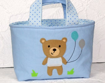 Kindertasche Bär mit Ballons | Wendetasche | Personalisiert | Geschenke für Kinder | Junge