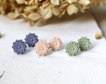 Mini Stud Earrings Mandala Flowers • Polymer Clay | Earrings | gift idea woman | girlfriend | sister | mummy