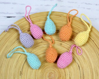 Set of 8 crocheted Easter eggs for hanging ~ Easter | Gift idea