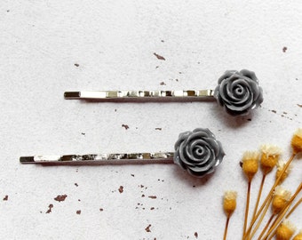 Grey Roses  • Haarklammern silber | Haarschmuck | Geschenkidee Frau | Freundin | Schwester | Mama