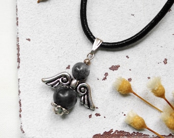 Guardian Angel • Larvikite | necklace silver | Necklace | lucky charm | gift idea woman | girlfriend | sister | mummy
