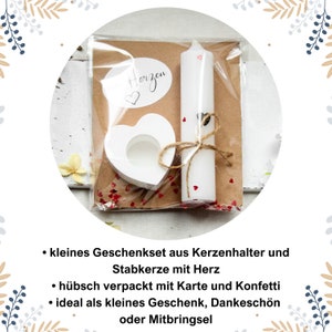 kleines Geschenkset Herz Kerze Kerzenhalter Bild 2