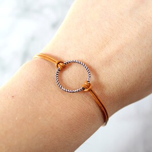 Silver Circle Bracelet Leather Desired color Bracelet Friendship Bracelet Gifts for women girlfriend sister Men image 5