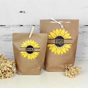 personalisierte Geschenktüte mit Sonnenblume ~ Geschenkverpackung | Papiertüte