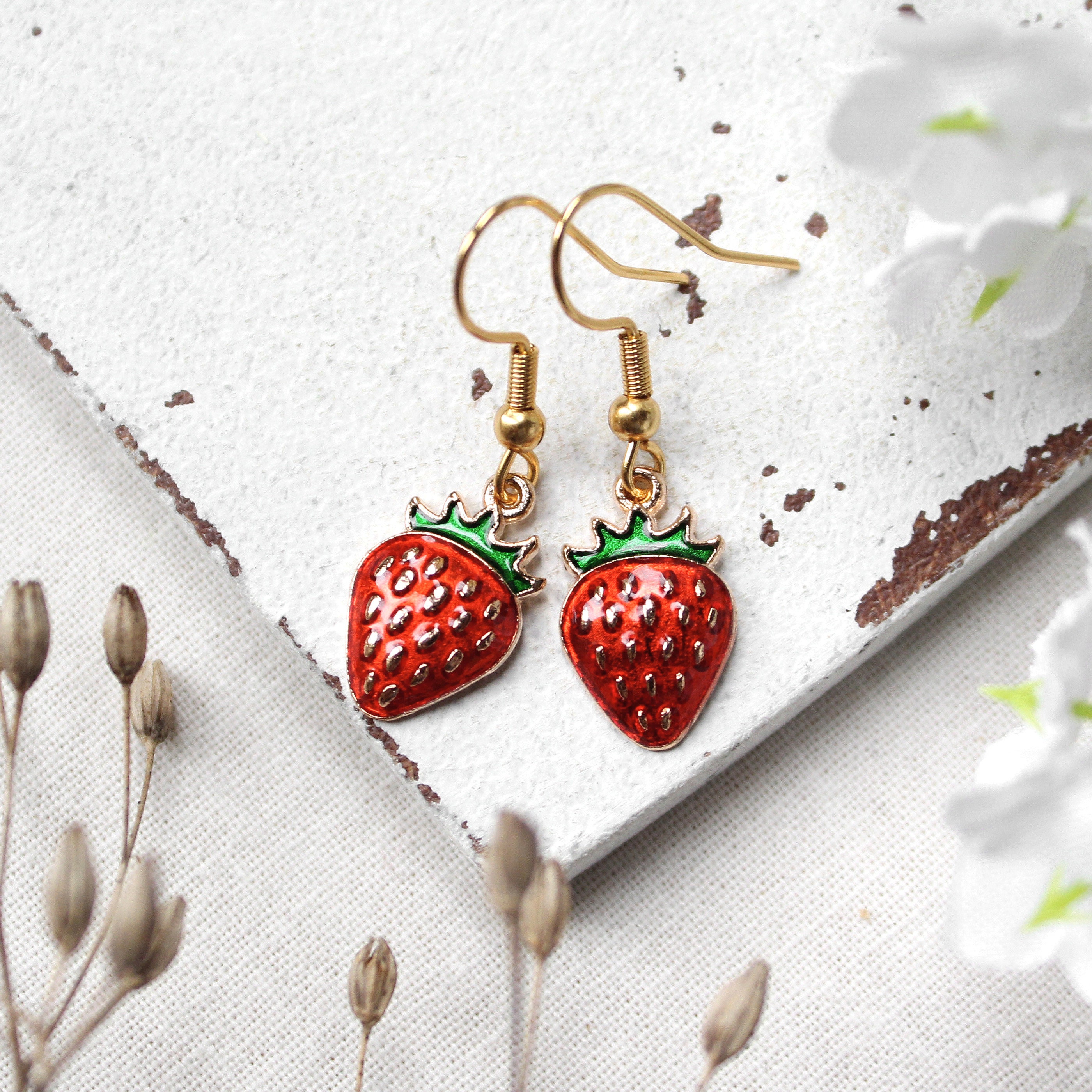 Strawberry Earrings - Earrings for Summer, Gift for Women - Etsy