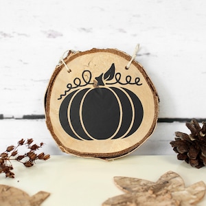 Cartello in legno zucca ~ fetta di albero | Decorazione autunnale