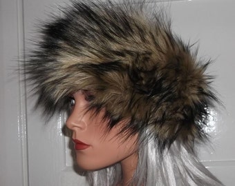 Vintage Mink Headband Styled by  Coralie Vintage Styled by Coralie Brown Black Fur Hat Elastic  main image 3