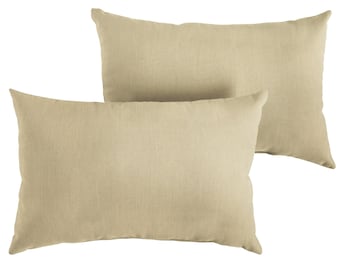 Outdoor beige pillowscases made with Sunbrella Spectrum Sand  fabric- pillow cases made by Renaissance Cushions