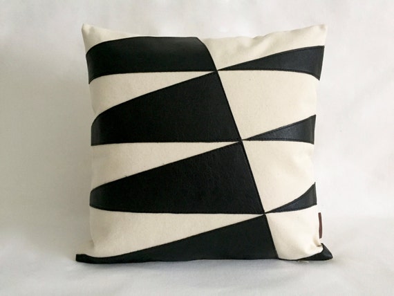 Black And White Leather Pillows Geometrical Pattern - White Leather Pillows Black And White Leather Pillows Geometrical Pattern - White Leather Pillows
