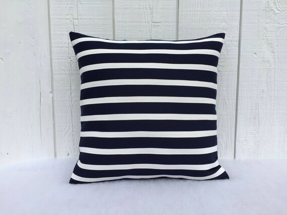Outdoor Navy Blue Striped Pillows Sunbrella For Boat And Patio Handmade By Renaissance Cushions