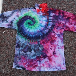 tie dye dress shirt, dress down Friday, tie dye button down shirt, hippie shirt