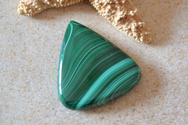 Malachite cabochon polished teardrop stone pendant gem image 0