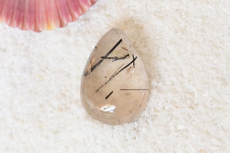 Tourmalated quartz gemstone cabochon pendant stone jewelry image 0